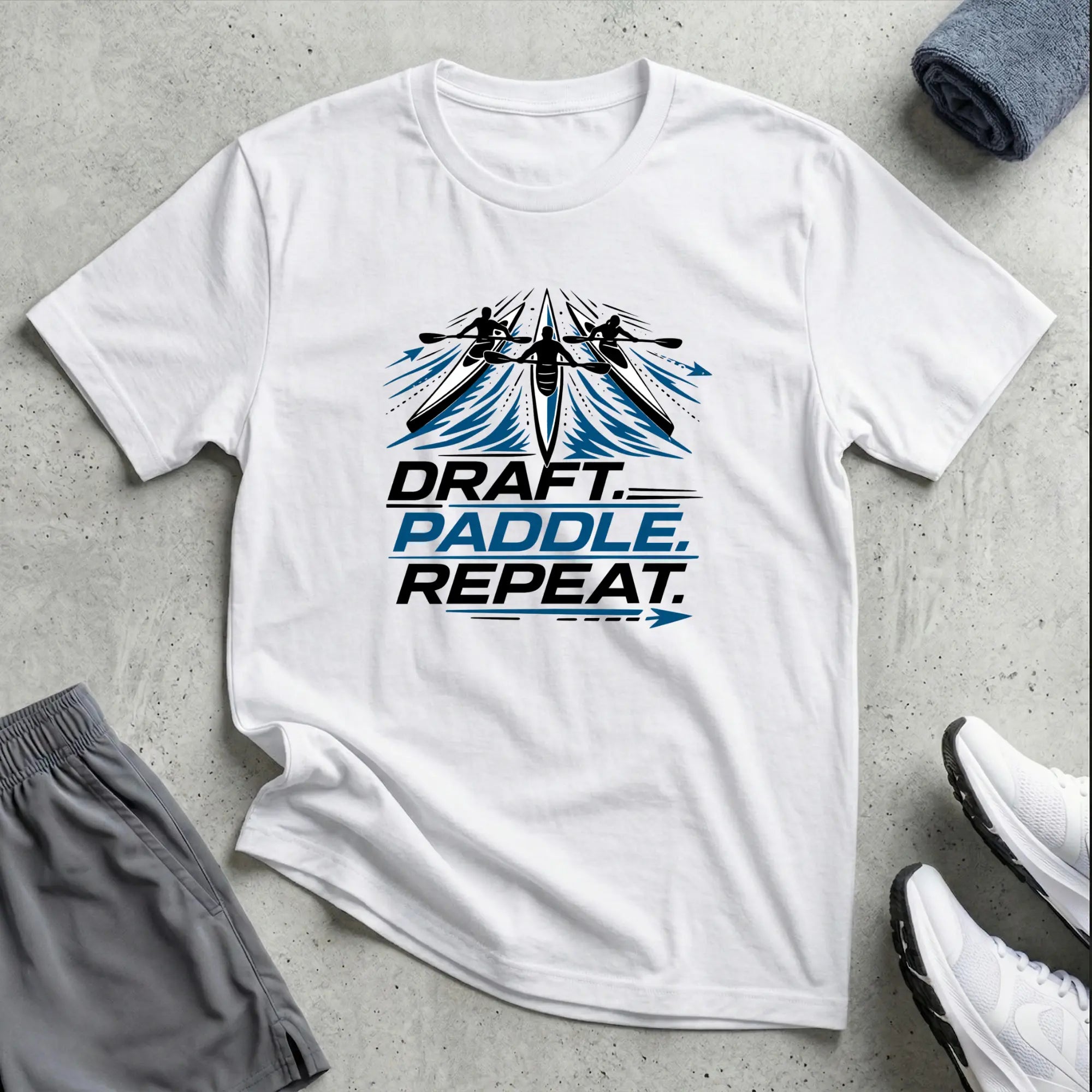 Draft Paddle Repeat. Surfski Ocean Kayak T-Shirt Printify