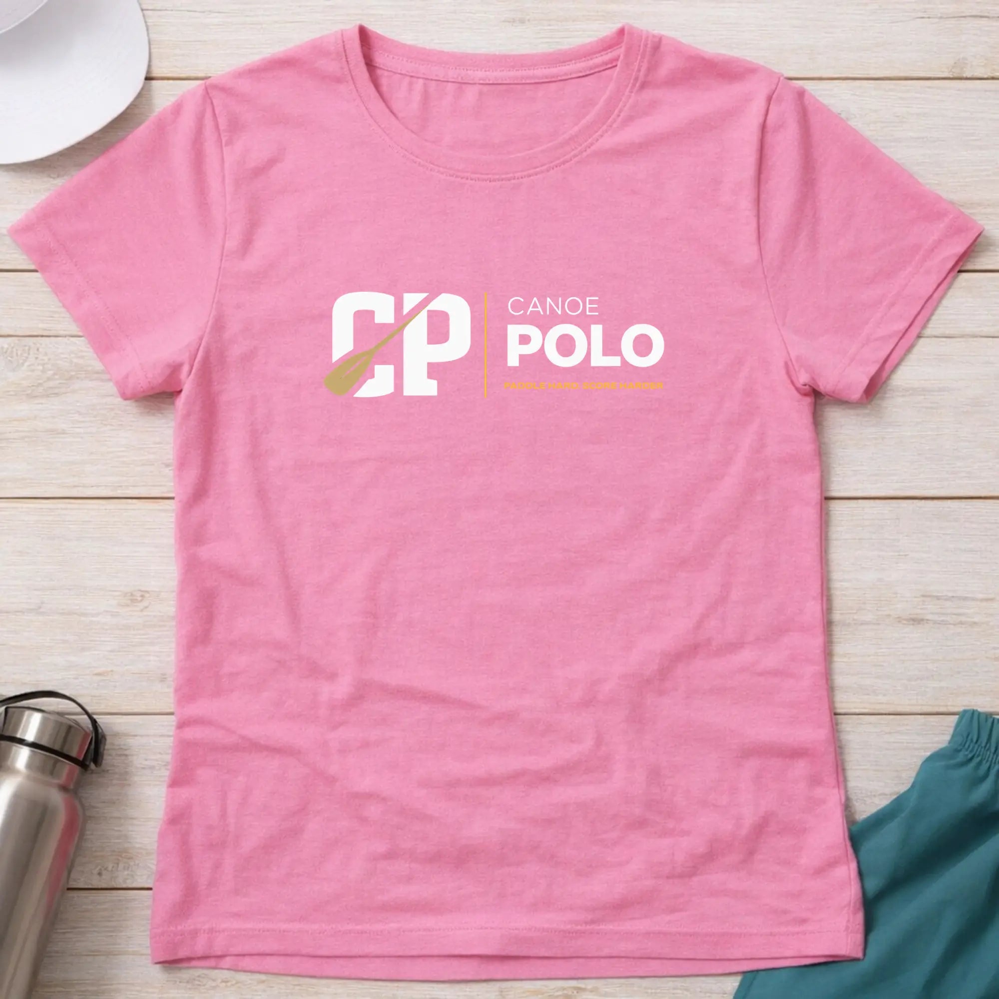 Paddle Hard - Score Harder. Canoe Polo female T-Shirt Printify
