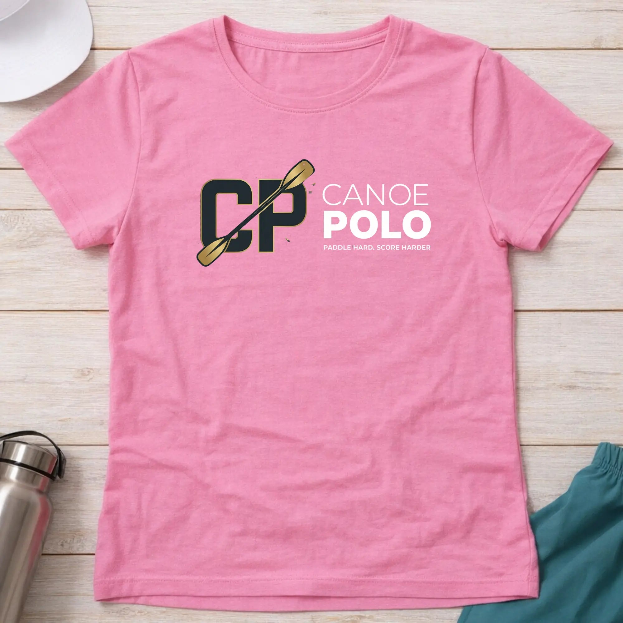 Paddle Hard - Score Harder. Canoe Polo female T-Shirt Printify