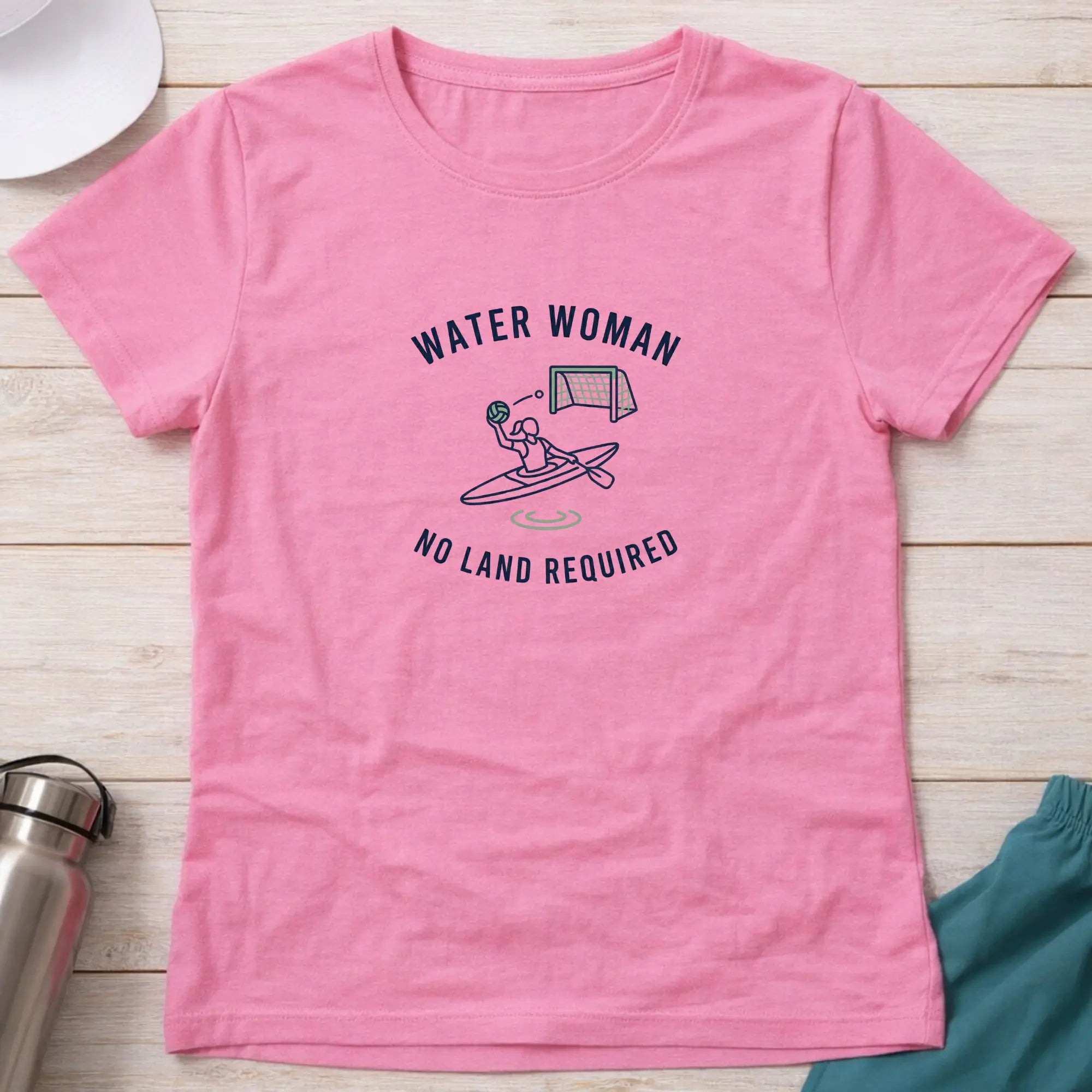 Water Woman. No Land Required. Canoe Polo female T-Shirt Printify