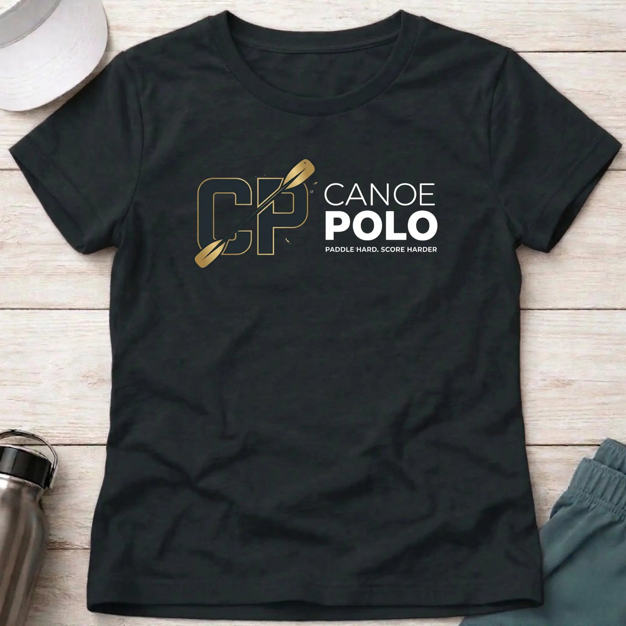 Paddle Hard - Score Harder. Canoe Polo female T-Shirt Printify