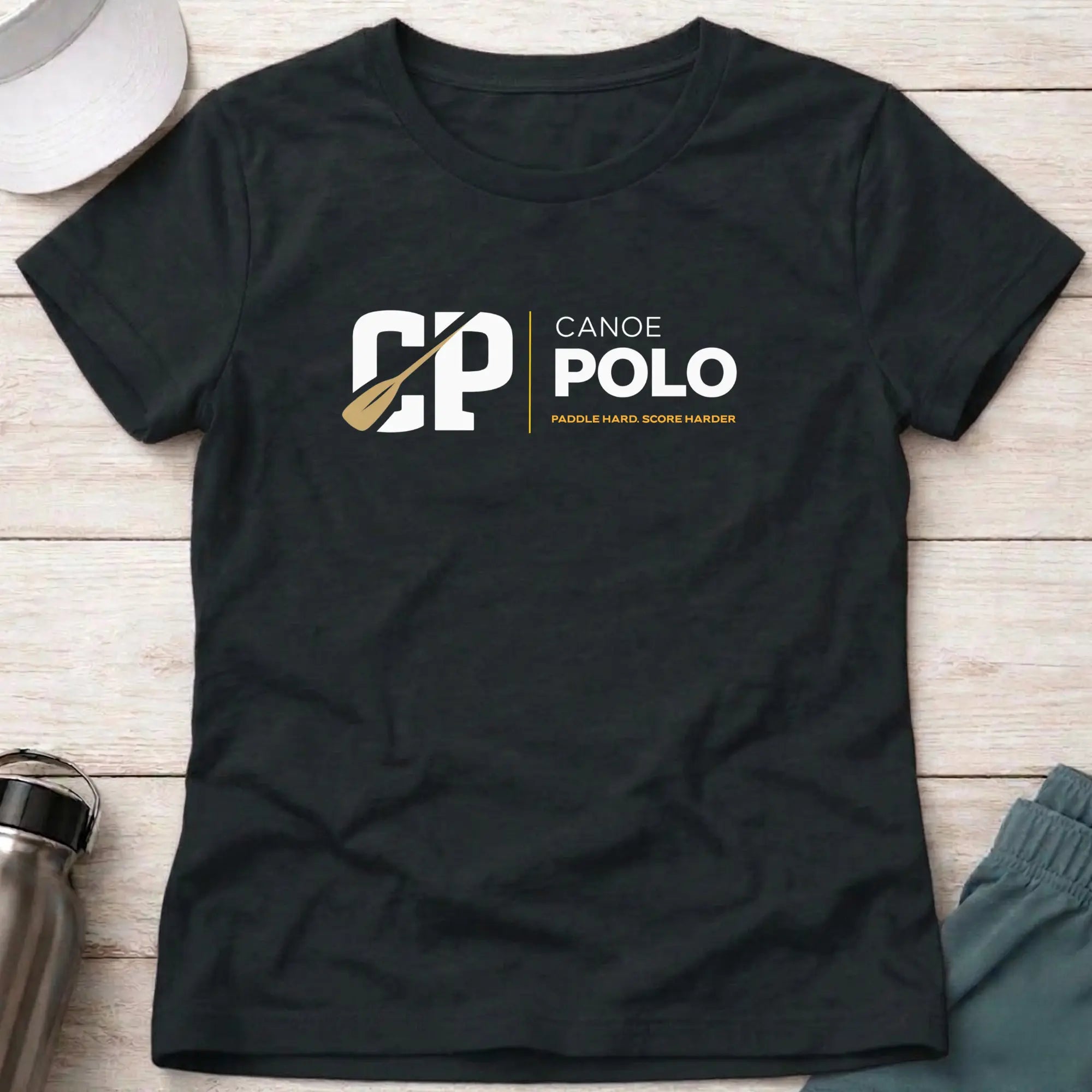 Paddle Hard - Score Harder. Canoe Polo female T-Shirt Printify