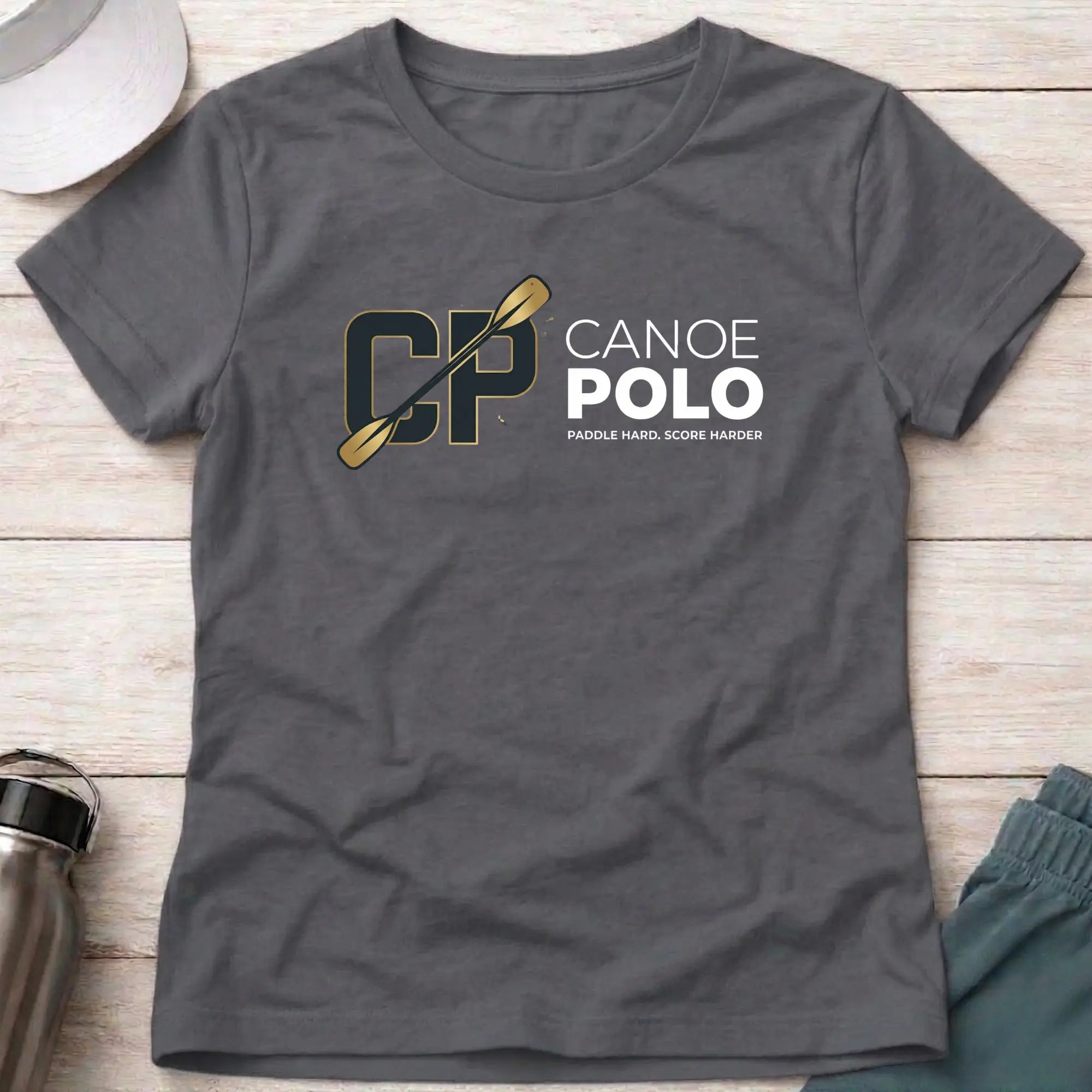 Paddle Hard - Score Harder. Canoe Polo female T-Shirt Printify