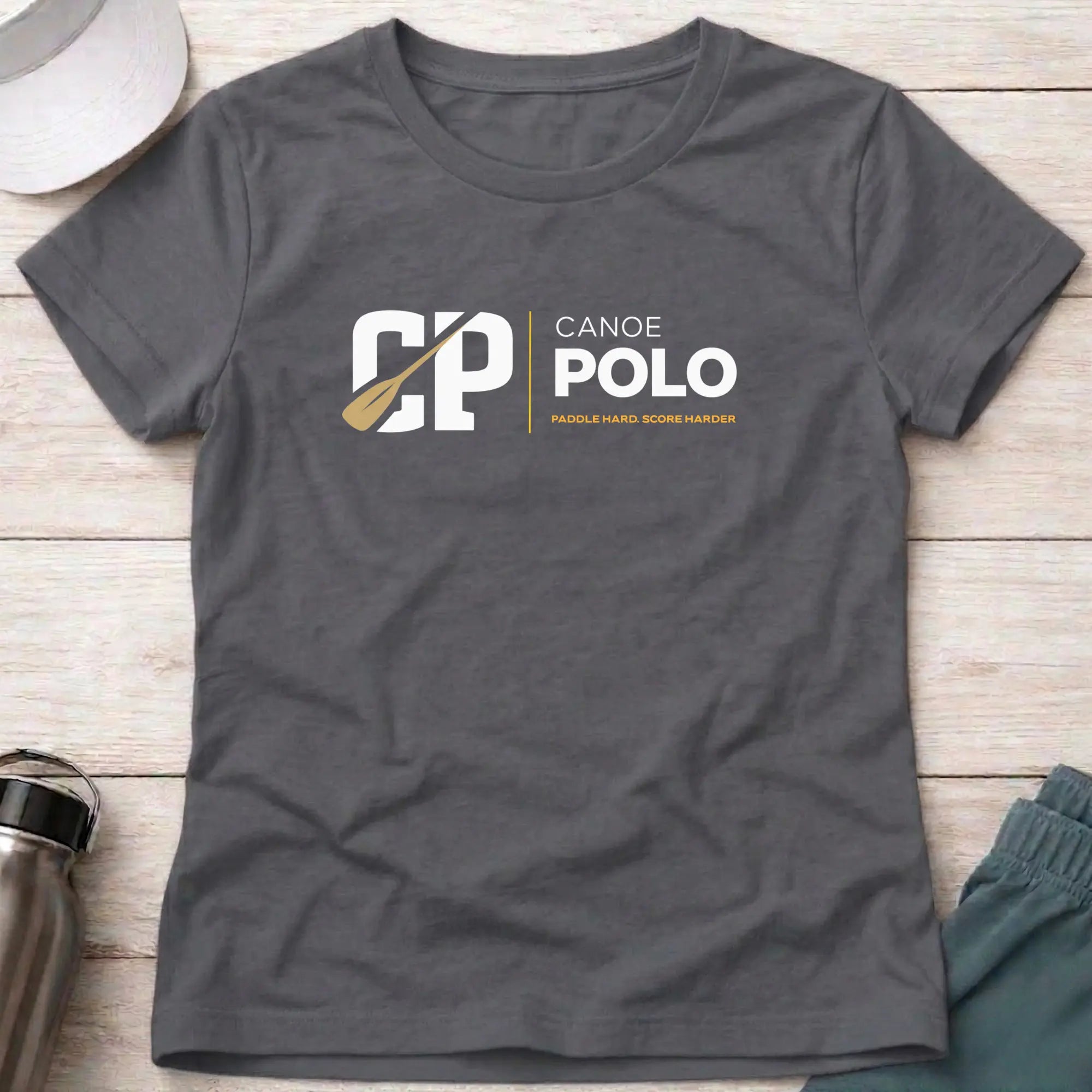 Paddle Hard - Score Harder. Canoe Polo female T-Shirt Printify