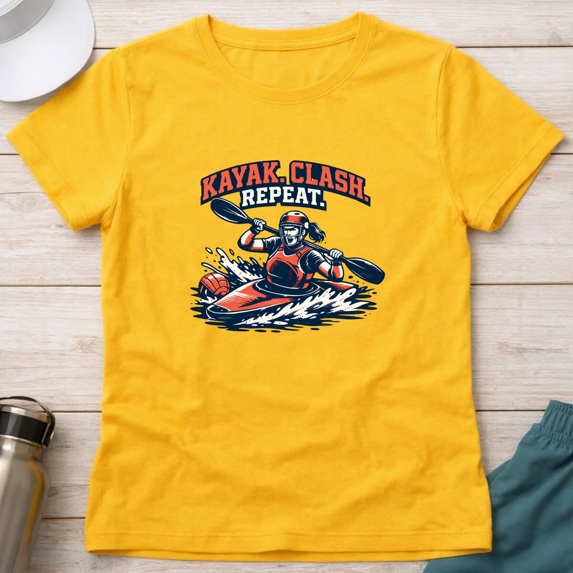Kayak. Clash . Repeat. Canoe Polo female T-Shirt Printify