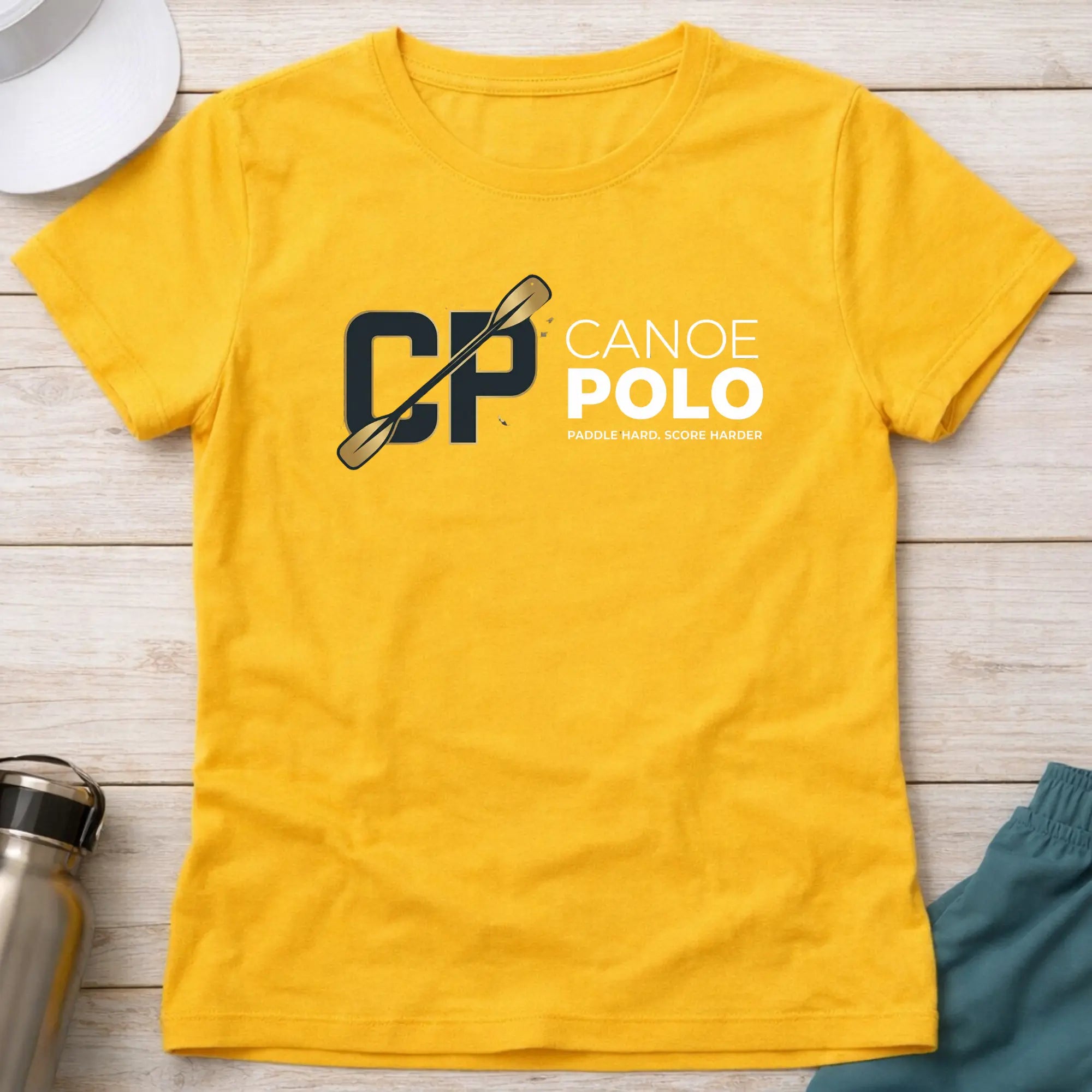 Paddle Hard - Score Harder. Canoe Polo female T-Shirt Printify