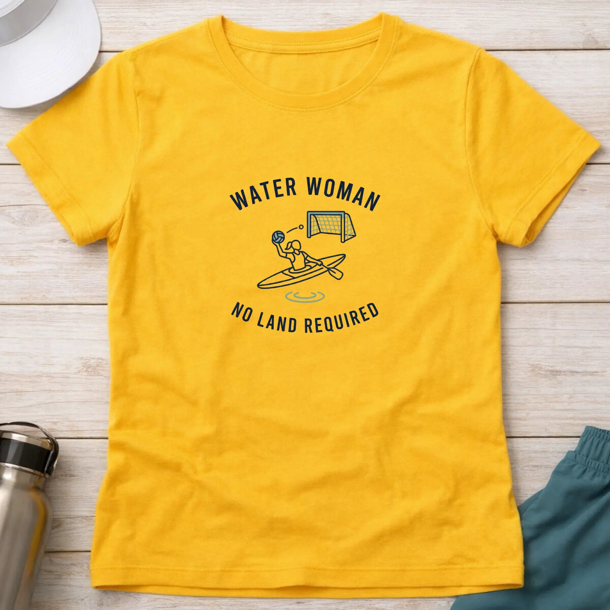Water Woman. No Land Required. Canoe Polo female T-Shirt Printify