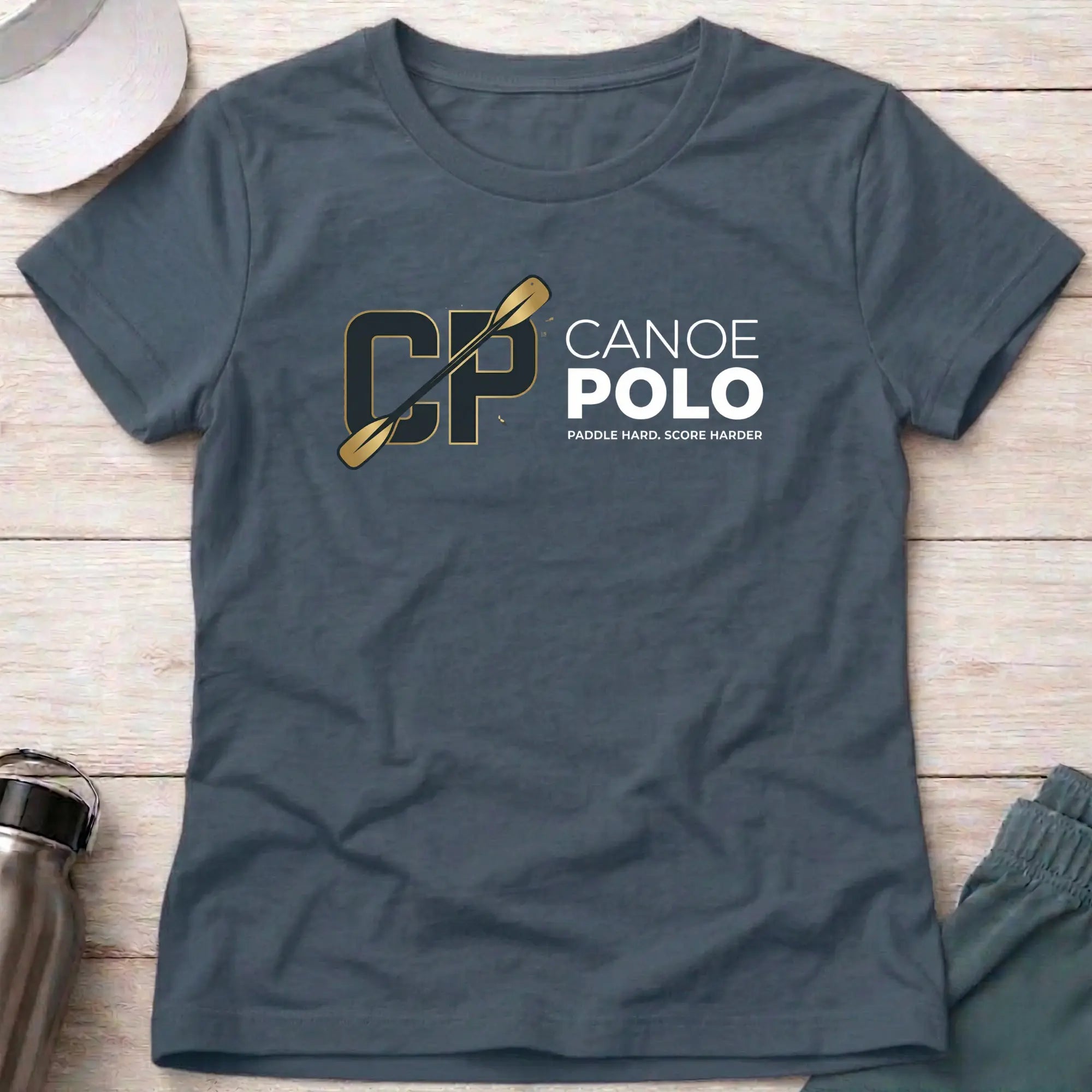 Paddle Hard - Score Harder. Canoe Polo female T-Shirt Printify