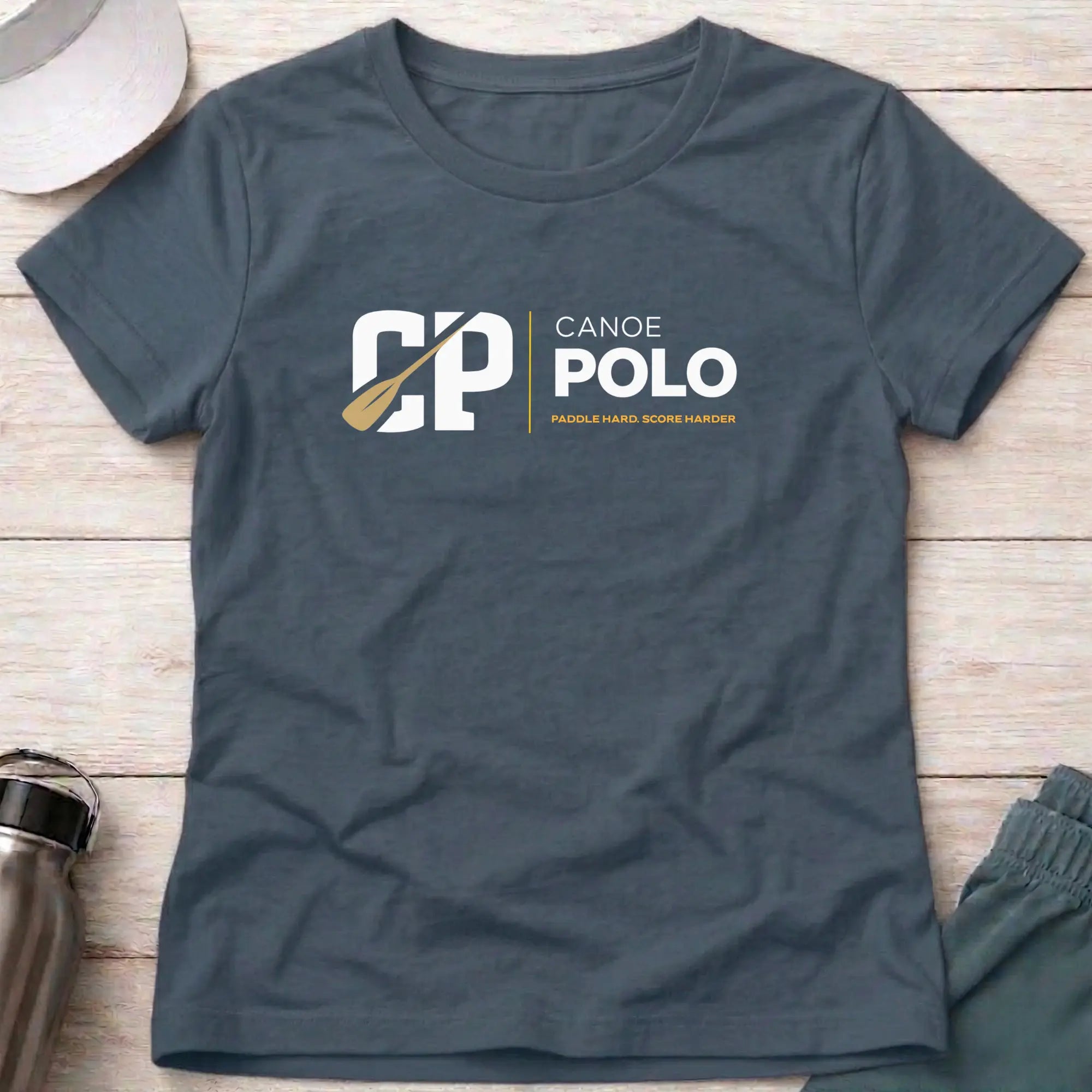 Paddle Hard - Score Harder. Canoe Polo female T-Shirt Printify