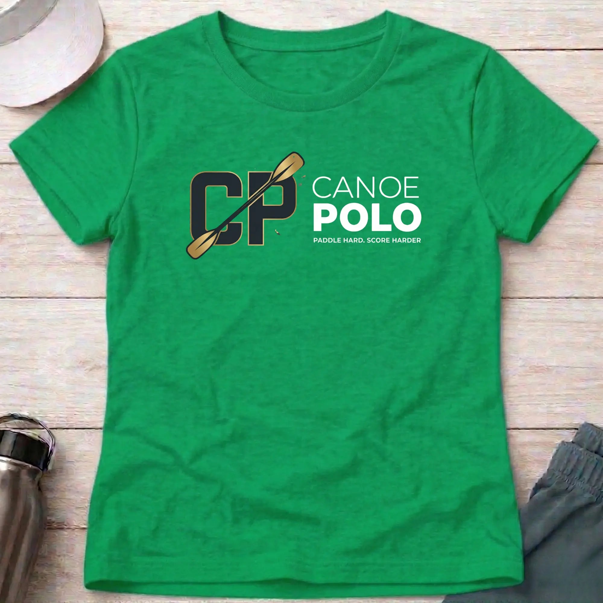 Paddle Hard - Score Harder. Canoe Polo female T-Shirt Printify