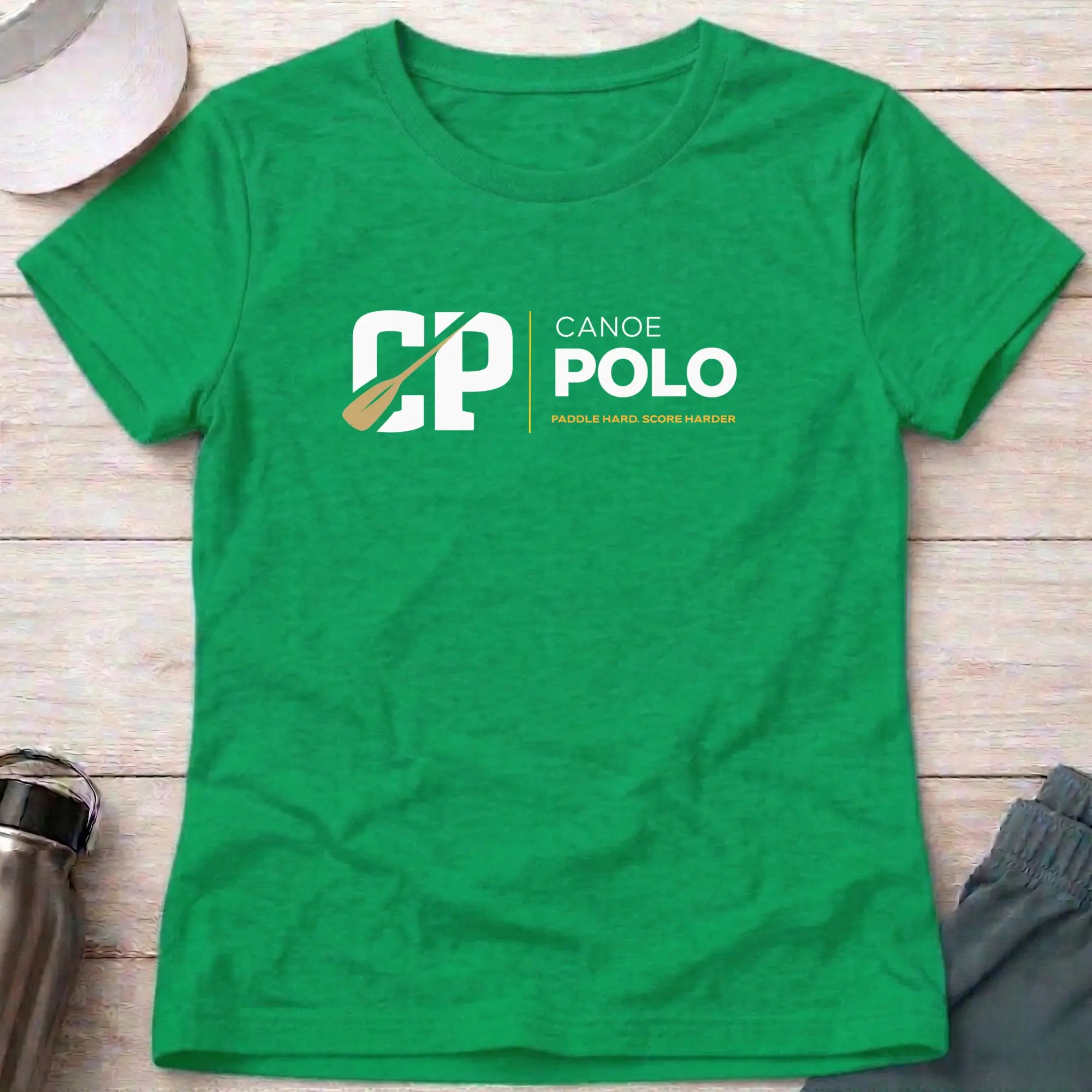 Paddle Hard - Score Harder. Canoe Polo female T-Shirt Printify