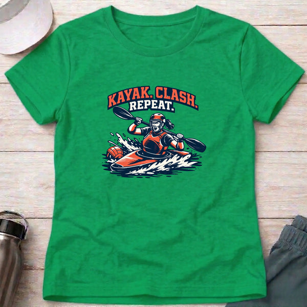 Clash. Repeat. fitted tee in Irish Green — canoe polo design — Vector Paddle