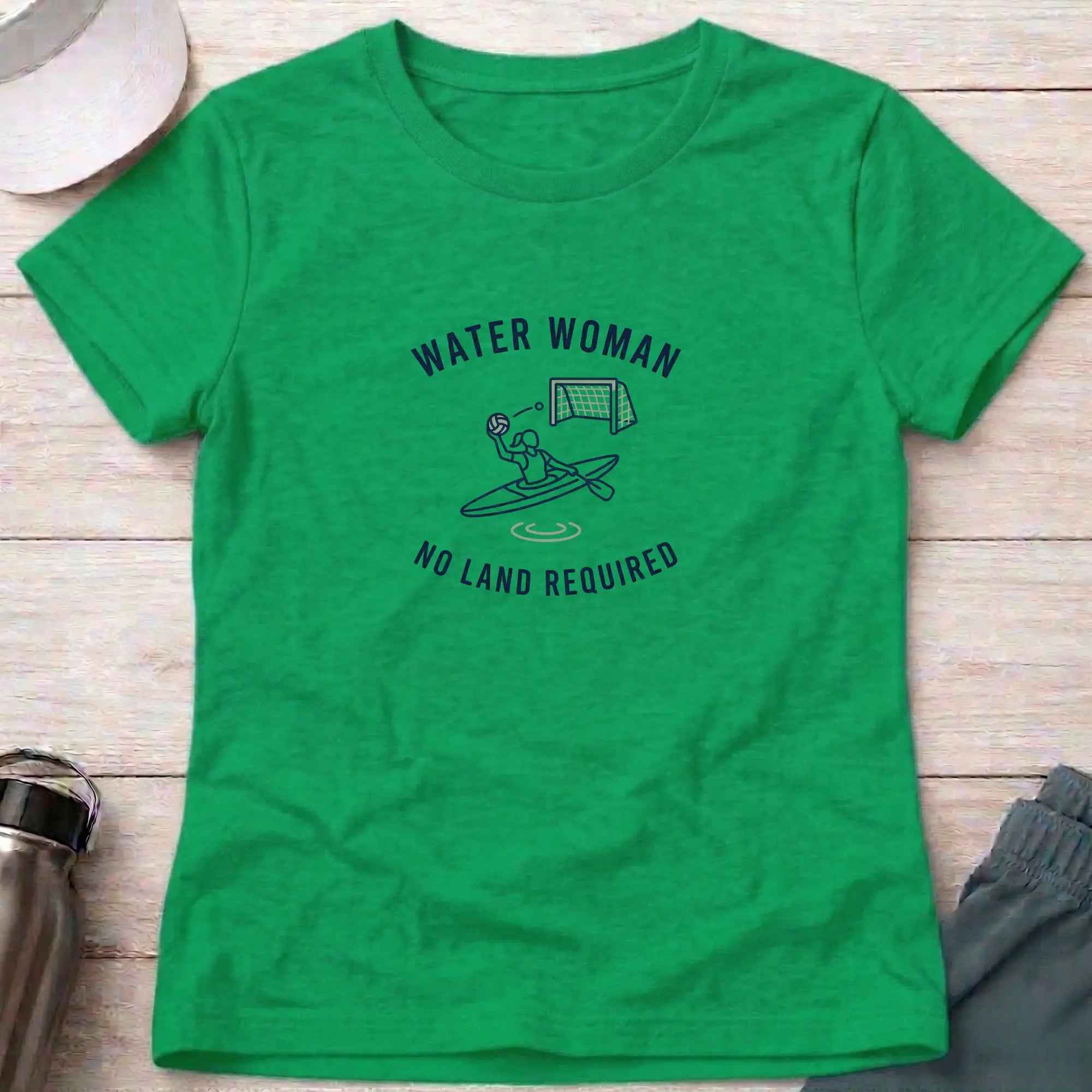 Water Woman. No Land Required. Canoe Polo female T-Shirt Printify
