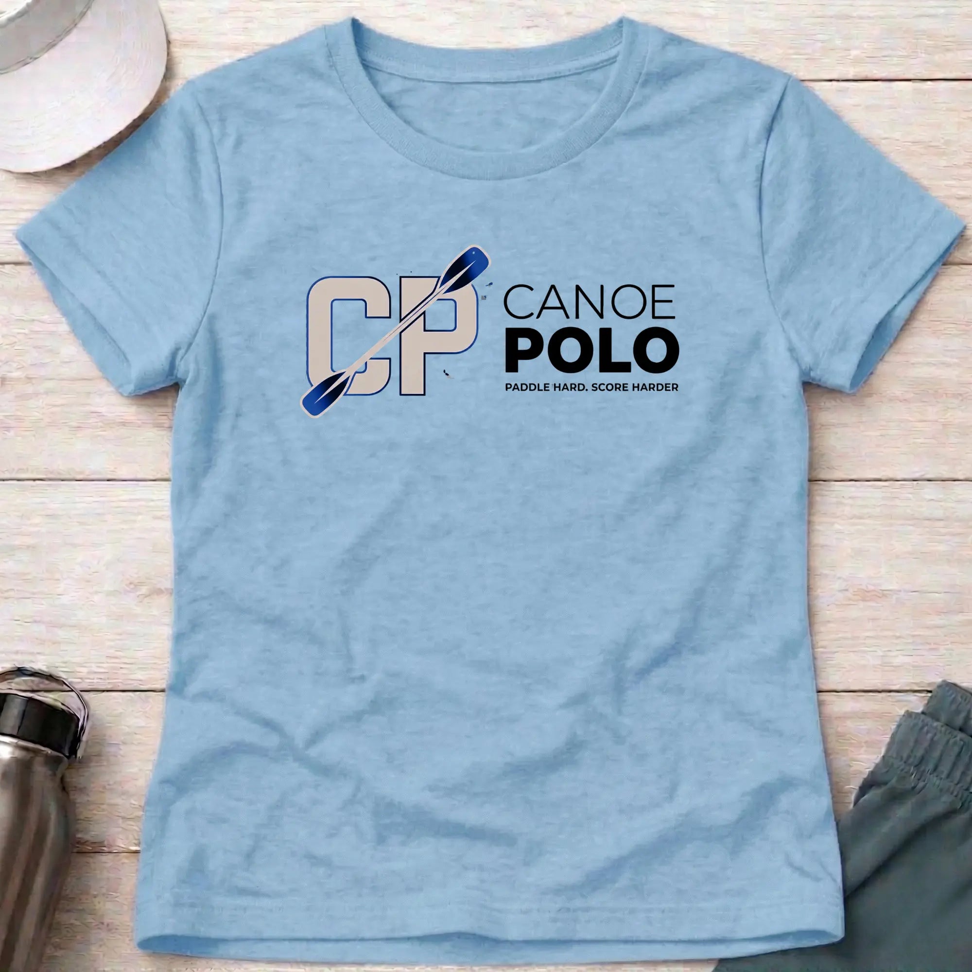Paddle Hard - Score Harder. Canoe Polo female T-Shirt Printify