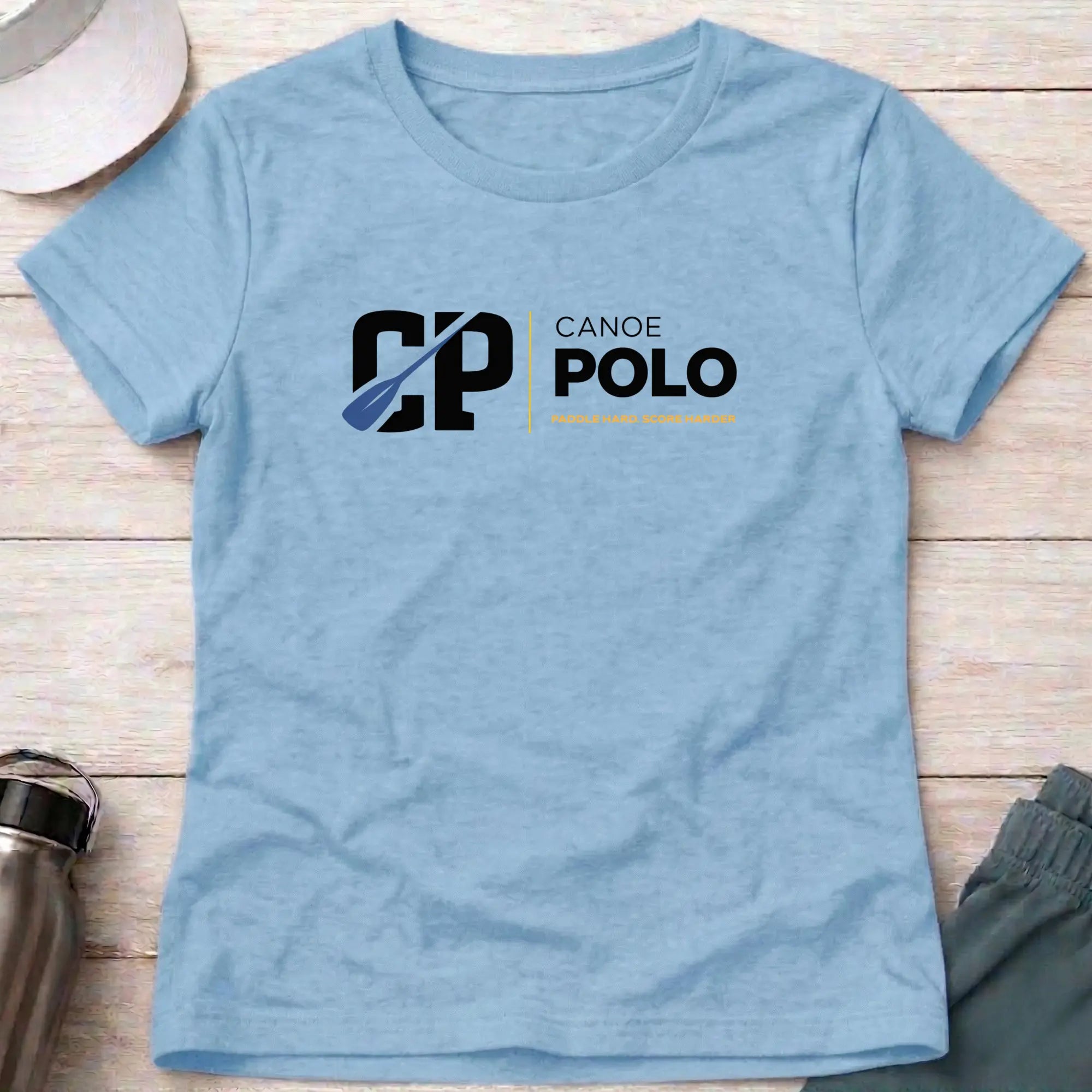 Paddle Hard - Score Harder. Canoe Polo female T-Shirt Printify