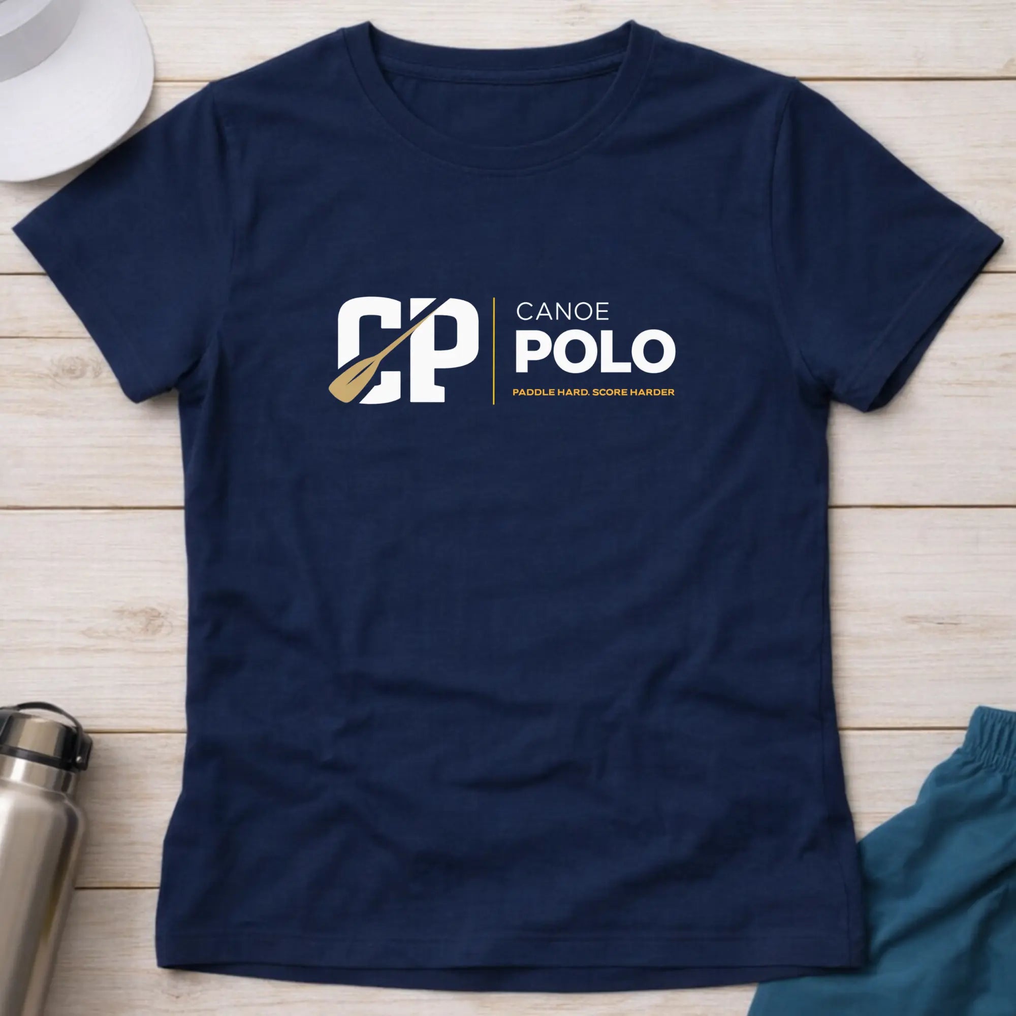 Paddle Hard - Score Harder. Canoe Polo female T-Shirt Printify