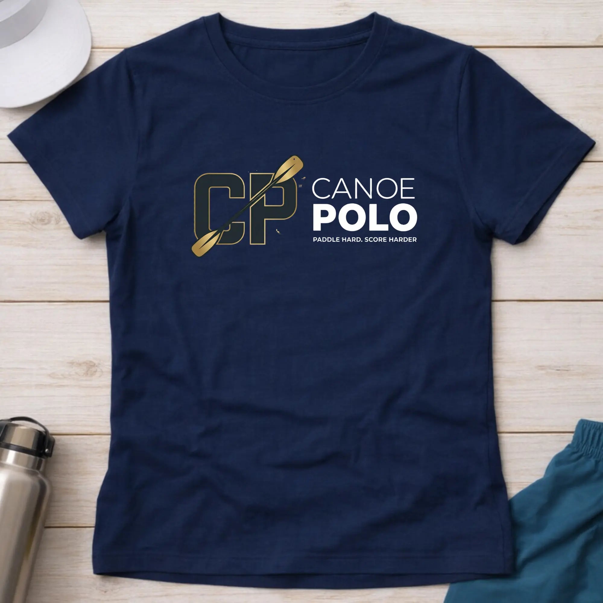 Paddle Hard - Score Harder. Canoe Polo female T-Shirt Printify