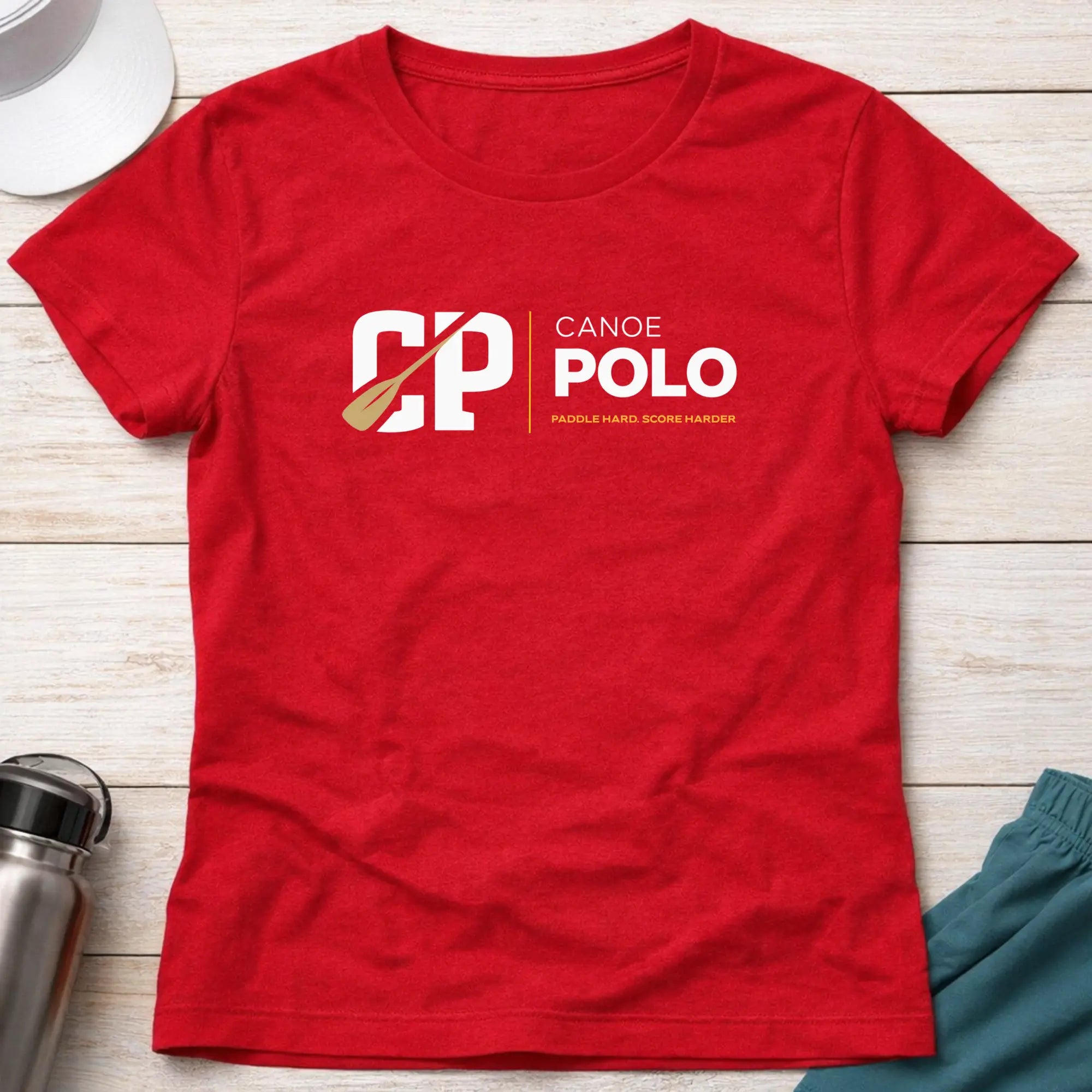 Paddle Hard - Score Harder. Canoe Polo female T-Shirt Printify