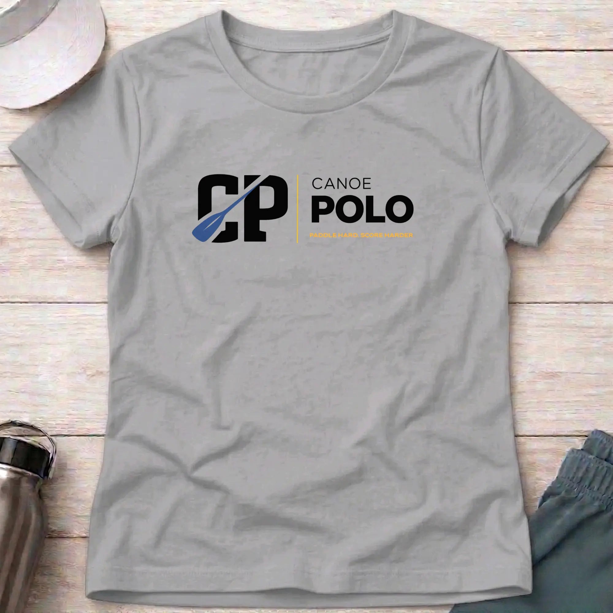 Paddle Hard - Score Harder. Canoe Polo female T-Shirt Printify