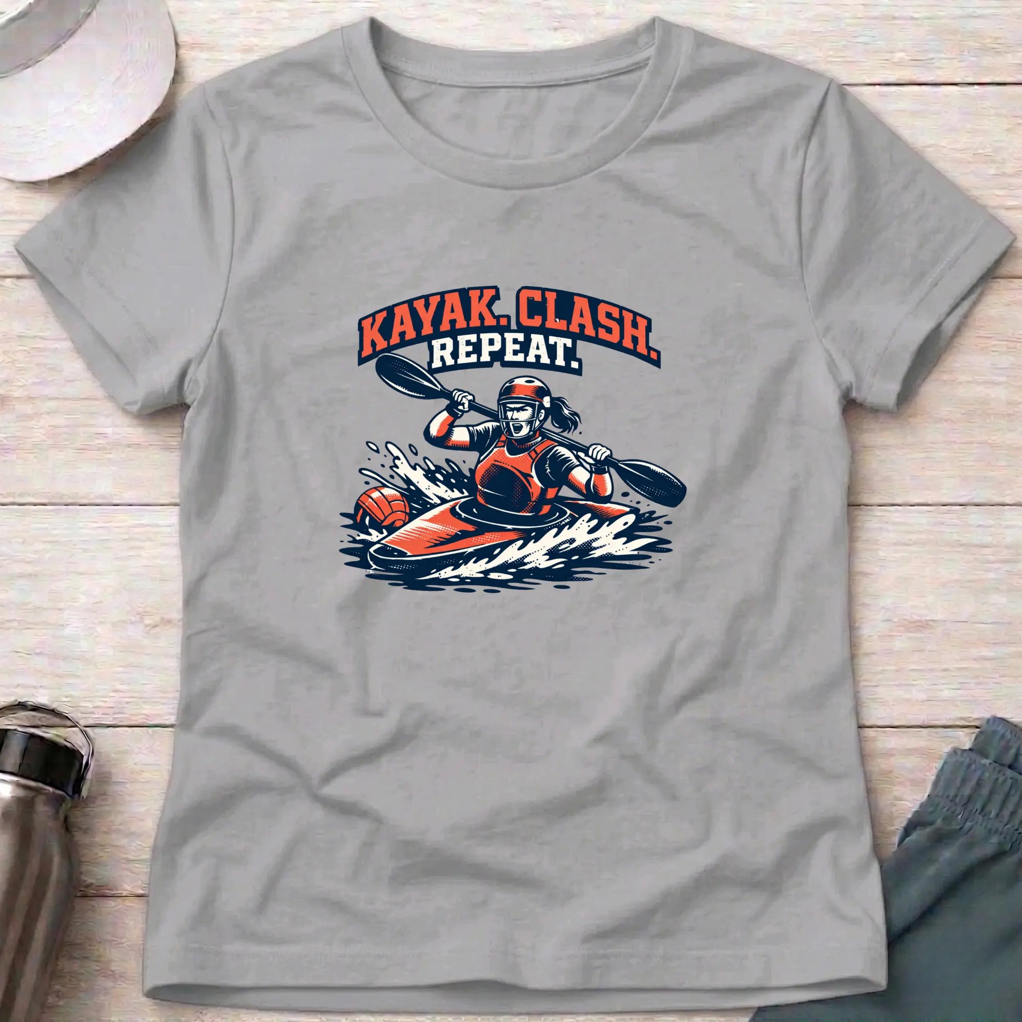 Kayak. Clash . Repeat. Canoe Polo female T-Shirt Printify