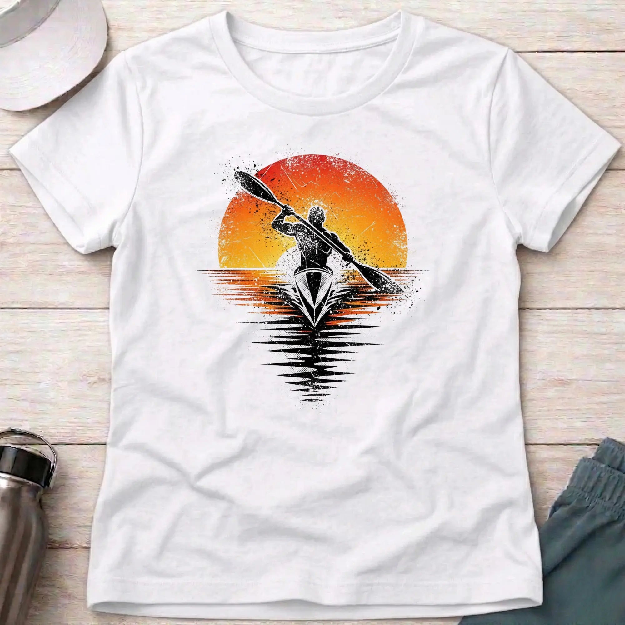 Grunge Sunset. Fitted T-Shirt Printify