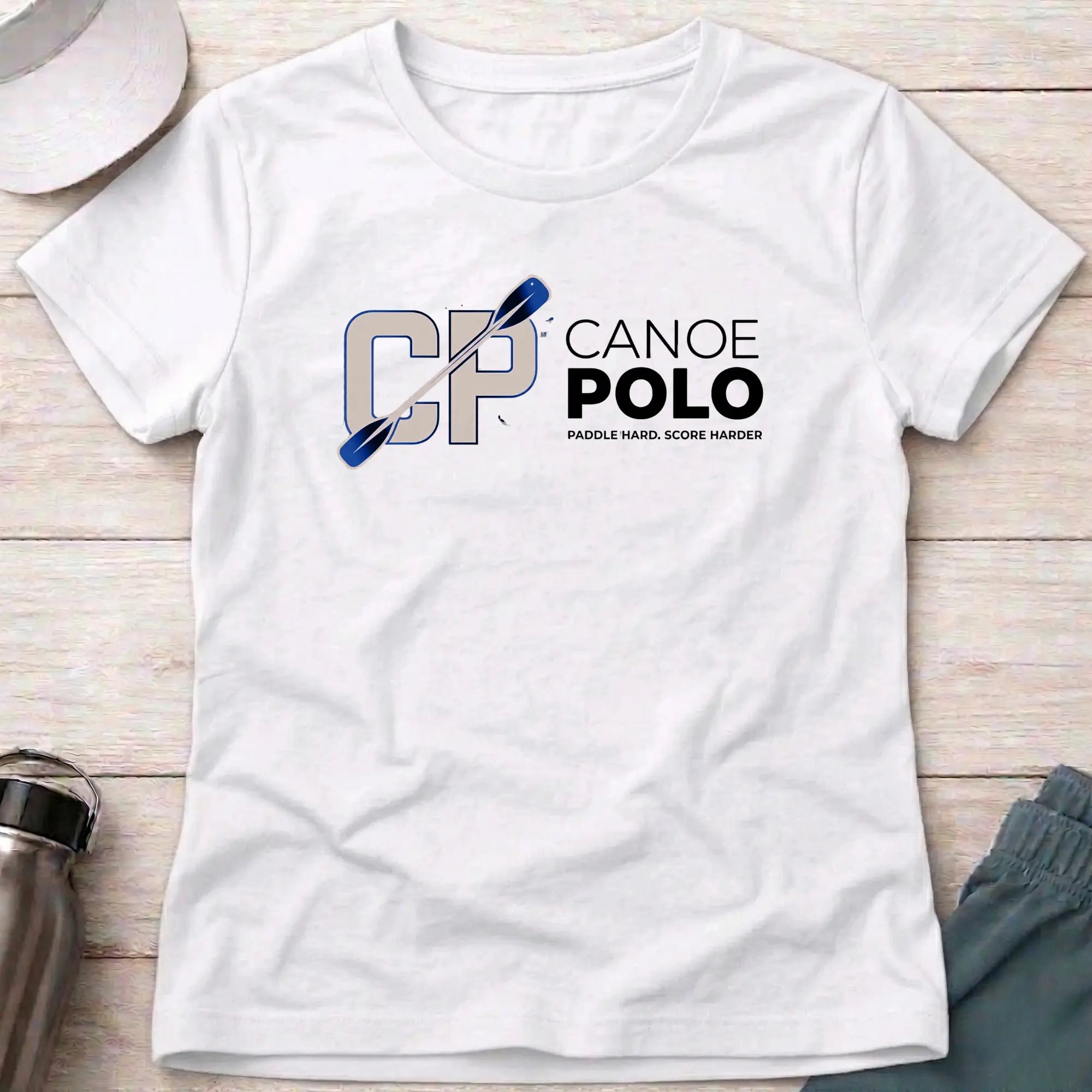 Paddle Hard - Score Harder. Canoe Polo female T-Shirt Printify