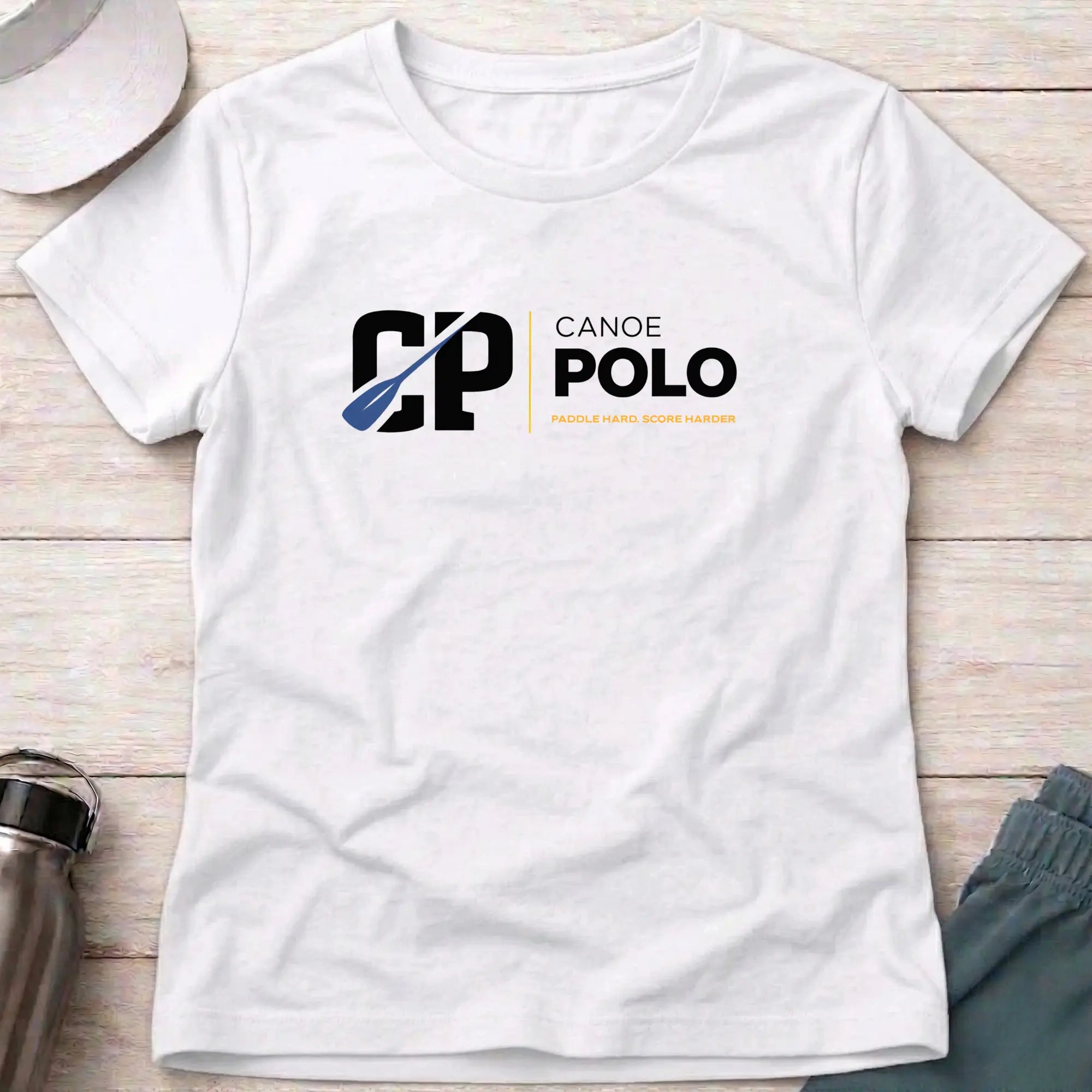 Paddle Hard - Score Harder. Canoe Polo female T-Shirt Printify